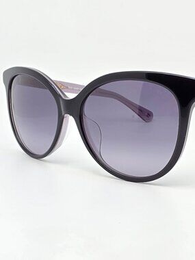 Kate Spade Kinsley Black Crystal Grey Frame Grey Gadient Lens Cat Eye Sunglasses